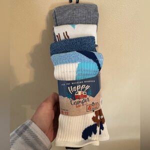 New Happy Camper casual socks men’s 6-12 4 pairs